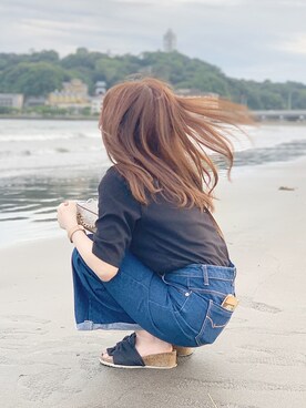 「EGOIST（エゴイスト）のアイテム（デニムパンツ）」を使った、ho🐩さん（レディース・150cm）の夏コーディネート