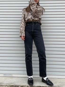 「ハイウエストストレートジーンズ」｜まりなさん（レディース・159cm）の春コーディネート