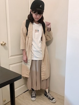 「NET（ネット）のアイテム（ピーコート）」を使った、ゆめさん（レディース・160cm）の秋コーディネート