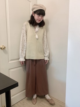 「NET（ネット）のアイテム（ハンチング/ベレー帽）」を使った、ゆめさん（レディース・160cm）の秋コーディネート