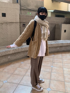 「GRL」｜「アイテム（チノパンツ）」を使った、ゆめさん（レディース・160cm）の冬コーディネート