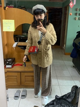 「GRL（グレイル）のアイテム（ハンチング/ベレー帽）」を使った、ゆめさん（レディース・160cm）の冬コーディネート