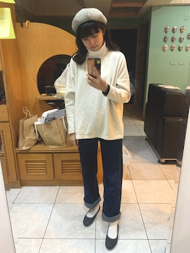 「GRL（グレイル）のアイテム（ハンチング/ベレー帽）」を使った、ゆめさん（レディース・160cm）の冬コーディネート