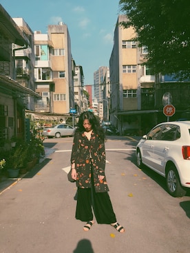 「PULL&BEAR（プルアンドベア）のアイテム（ピーコート）」を使った、Ting Ting Fan Chiangさん（レディース・163cm）の秋コーディネート