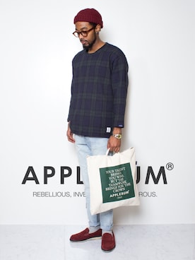 「ブラックウォッチ」｜「アイテム（ニットキャップ/ビーニー）」を使った、APPLEBUM STAFF STYLINGさん（メンズ・180cm）の冬コーディネート