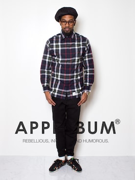 「APPLEBUM」｜「アイテム（ハンチング/ベレー帽）」を使った、APPLEBUM STAFF STYLINGさん（メンズ・180cm）の冬コーディネート