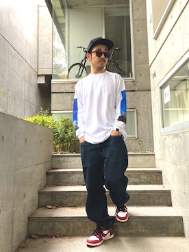 「コロナに負けない」｜「アイテム（キャップ）」を使った、APPLEBUM STAFF STYLINGさん（メンズ・163cm）の春コーディネート