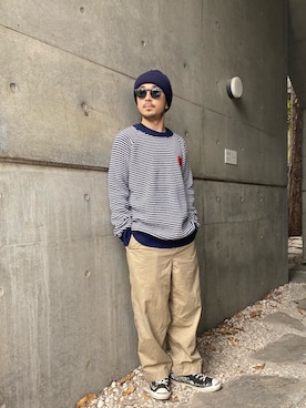「アイテム（ニット/セーター）」を使った、APPLEBUM STAFF STYLINGさん（メンズ）の冬コーディネート