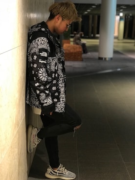 「アイテム（マウンテンパーカー）」を使った、syoさん（メンズ・165cm）の冬コーディネート