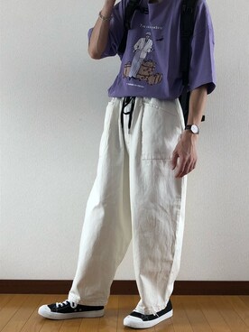 「INTER FACTORY（インターファクトリー）のWEARISTA たかあしあかり × INTER FACTORY　メッシュポケットリュック（バックパック/リュック、ブラック系）」を使った、kazukiさん（メンズ・170cm）の夏コーディネート