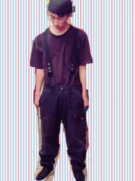 「STUSSY（ステューシー）のアイテム（オールインワン・サロペット）」を使った、kobuさん（メンズ・170cm）の夏コーディネート