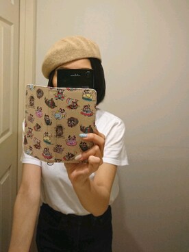 「AS KNOW AS PINKY（アズノゥアズピンキー）のアイテム（ハンチング/ベレー帽）」を使った、paoさん（レディース・151cm）の夏コーディネート