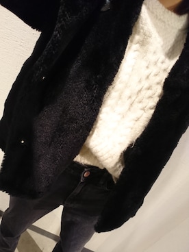 「マムジーンズ」｜「アイテム（ハンチング/ベレー帽）」を使った、paoさん（レディース・151cm）の秋コーディネート