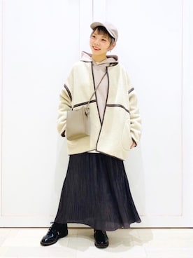 「アパレルスタッフ」｜「アイテム（ブルゾン）」を使った、ちゃんさん（レディース・154cm）の冬コーディネート