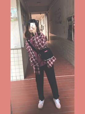 「日系极简」｜「アイテム（スラックス）」を使った、YWEIIさん（レディース・155cm）の秋コーディネート