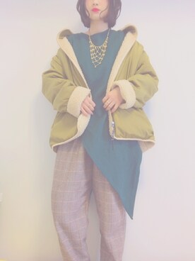 「COQULE（コクレ）のアイテム（ジャケット/アウター）」を使った、meiさん（レディース・159cm）の冬コーディネート