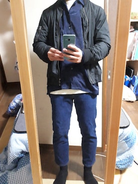 「BACK NUMBER（バックナンバー）のアイテム（MA-1）」を使った、めこなさん（メンズ・173cm）の冬コーディネート
