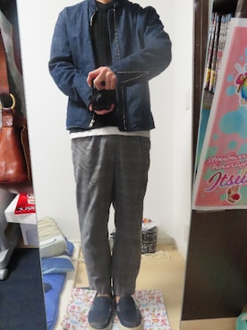 「Right-on（ライトオン）のアイテム（ライダースジャケット）」を使った、めこなさん（メンズ・173cm）の秋コーディネート