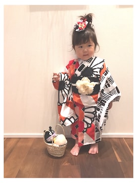 「おんなのこコーデ」｜「アイテム（浴衣）」を使った、saranさん（キッズ・80cm）の夏コーディネート