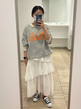 「フォロー、イイネ、お気に入り登録お願いします♡」｜「アイテム（スカート）」を使った、中島さん（レディース・149cm）の春コーディネート