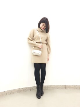 「Supreme.La.La.（シュープリームララ）のアイテム（バッグ）」を使った、Natsumi Sudoさん（レディース・160cm）の冬コーディネート