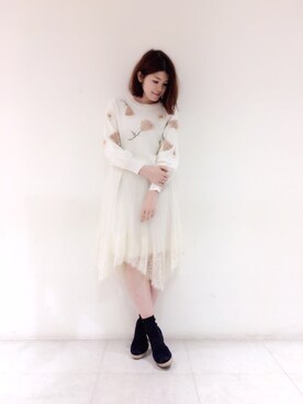 「Supreme.La.La.（シュープリームララ）のアイテム（サンダル）」を使った、Natsumi Sudoさん（レディース・160cm）の冬コーディネート