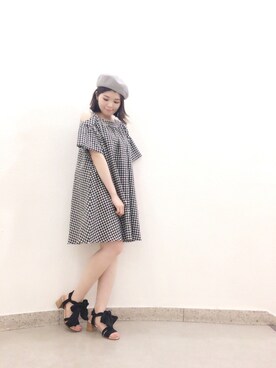 「Supreme.La.La.（シュープリームララ）のアイテム（帽子）」を使った、Natsumi Sudoさん（レディース・160cm）の冬コーディネート