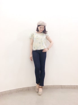 「Supreme.La.La.（シュープリームララ）のアイテム（帽子）」を使った、Natsumi Sudoさん（レディース・160cm）の春コーディネート