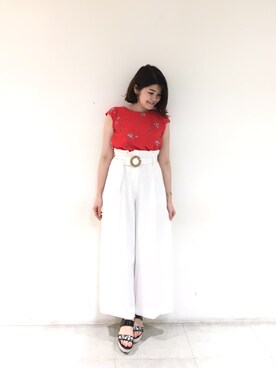 「Supreme.La.La.（シュープリームララ）のアイテム（パンツ）」を使った、Natsumi Sudoさん（レディース・160cm）の春コーディネート