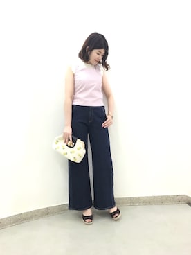 「Supreme.La.La.（シュープリームララ）のアイテム（パンツ）」を使った、Natsumi Sudoさん（レディース・160cm）の夏コーディネート