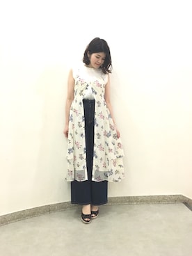 「Supreme.La.La.（シュープリームララ）のアイテム（パンツ）」を使った、Natsumi Sudoさん（レディース・160cm）の夏コーディネート