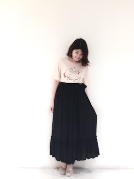 「Supreme.La.La.（シュープリームララ）のアイテム（Tシャツ/カットソー）」を使った、Natsumi Sudoさん（レディース・160cm）の夏コーディネート