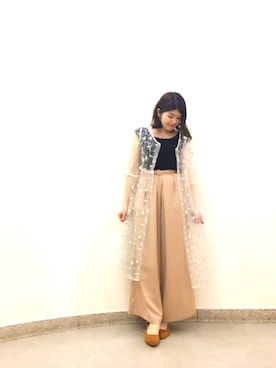 「Supreme.La.La.（シュープリームララ）のアイテム（パンツ）」を使った、Natsumi Sudoさん（レディース・160cm）の夏コーディネート
