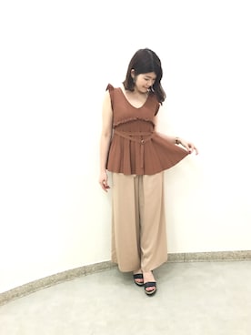 「Supreme.La.La.（シュープリームララ）のアイテム（パンツ）」を使った、Natsumi Sudoさん（レディース・160cm）の夏コーディネート