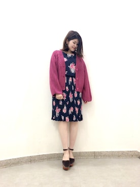 「Supreme.La.La.（シュープリームララ）のアイテム（ワンピース）」を使った、Natsumi Sudoさん（レディース・160cm）の秋コーディネート