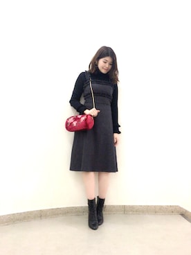 「Supreme.La.La.（シュープリームララ）のアイテム（ワンピース）」を使った、Natsumi Sudoさん（レディース・160cm）の秋コーディネート