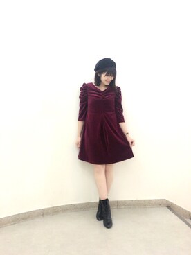 「Supreme.La.La.（シュープリームララ）のアイテム（ワンピース/ドレス）」を使った、Natsumi Sudoさん（レディース・160cm）の秋コーディネート