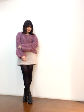 「Supreme.La.La.（シュープリームララ）のアイテム（スカート）」を使った、Natsumi Sudoさん（レディース・160cm）の秋コーディネート