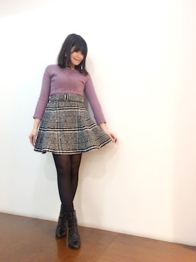 「Supreme.La.La.（シュープリームララ）のアイテム（スカート）」を使った、Natsumi Sudoさん（レディース・160cm）の冬コーディネート