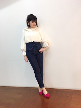 「Supreme.La.La.（シュープリームララ）のアイテム（パンツ）」を使った、Natsumi Sudoさん（レディース・160cm）の冬コーディネート