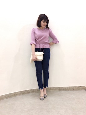 「Supreme.La.La.（シュープリームララ）のアイテム（パンツ）」を使った、Natsumi Sudoさん（レディース・160cm）の冬コーディネート
