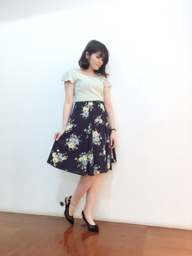 「Supreme.La.La.（シュープリームララ）のアイテム（スカート）」を使った、Natsumi Sudoさん（レディース・160cm）の春コーディネート