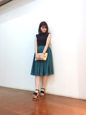 「Supreme.La.La.（シュープリームララ）のアイテム（スカート）」を使った、Natsumi Sudoさん（レディース・160cm）の春コーディネート
