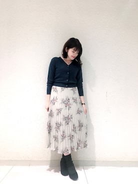 「Supreme.La.La.（シュープリームララ）のアイテム（スカート）」を使った、Natsumi Sudoさん（レディース・160cm）の秋コーディネート