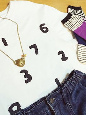 「台灣手作の新入手的手作黃銅熊🐻項錬，搭配我最愛的日系自然風服飾✨ 喜歡它經過手工鎚打的質地⋯很有手感的溫度❤️ 哪裡買？可以私我詢問：）（ネックレス、ゴールド系）」を使った、miki3homeさん（レディース・163cm）の夏コーディネート