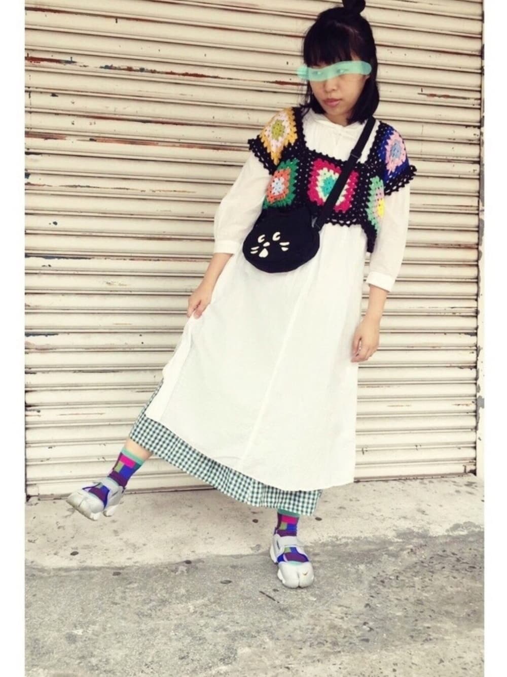 「ootd、sousou、samasa mos2、NIKE、nikeairrift、エアリフト、ナチュラル、nya」｜「bulle de savonのローンサンドウォッシュ　衿リボンゆったりワンピース（ワンピース、ホワイト系）」を使った、miki3homeさん（レディース・163cm）の春コーディネートの1枚目の写真