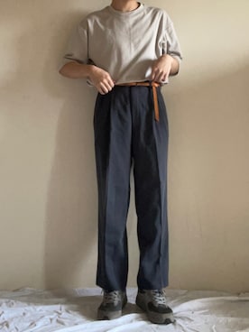 「Hender Scheme（エンダースキーマ）のアイテム（ベルト、ブラウン系）」を使った、くーまさん（メンズ・169cm）の夏コーディネート