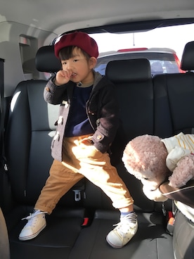 「kids」｜「アイテム（ダッフルコート）」を使った、はなくまさん（キッズ・80cm）の冬コーディネート