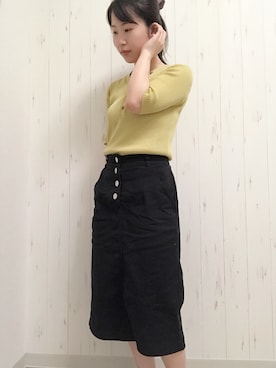 「INGNI（イング）の前ボタンナロースカート（スカート、ブラック系）」を使った、すみれさん（レディース・148cm）の夏コーディネート