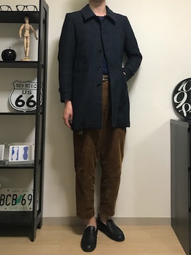 「NOLLEY’S（ノーリーズ）のアイテム（シューズ）」を使った、okapiさん（メンズ・184cm）の冬コーディネート